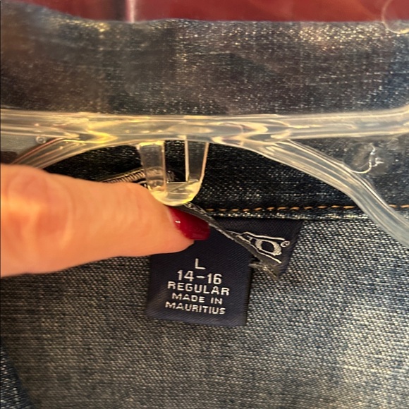 Lands' End Dark Blue Denim Jacket - Size L (14/16) - Picture 3 of 8